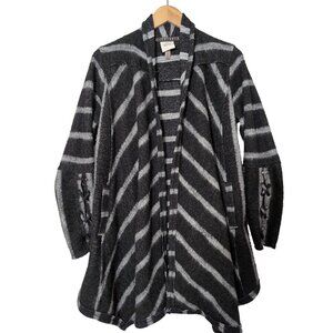 Knox Rose‎ Open Front Cardigan Womens M Gray White Warm Fleece Boho Western